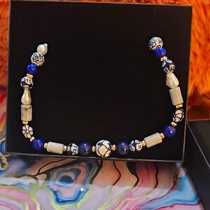 BaubleBar Blue and White Beaded Necklace